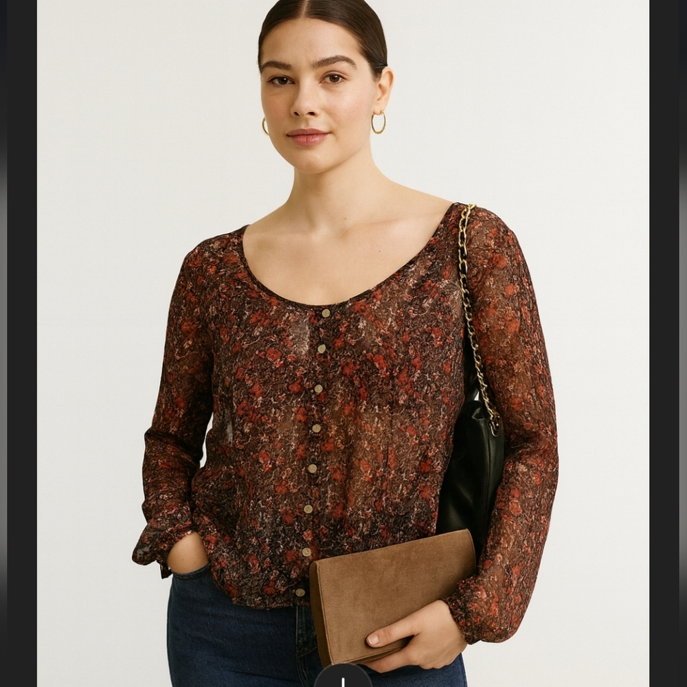 Brandy Melville Sheer Floral Top